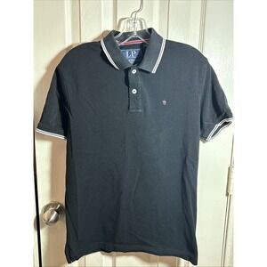 Louis Philippe Mens L Slim Fit Black Polo Short Sleeve Shirt‎